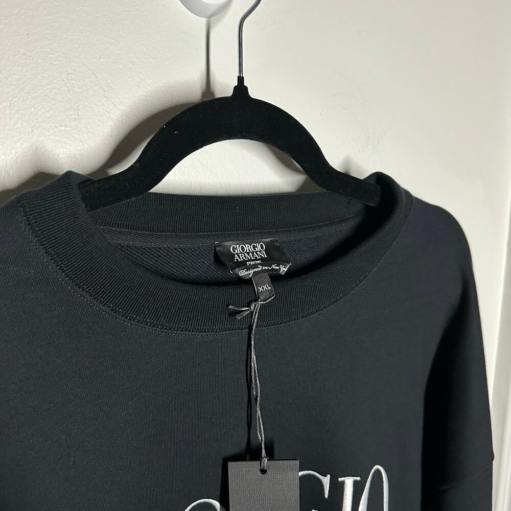 NEW Kith x Giorgio Men's Armani Nelson Crewneck Black Size XXL Sweatshirt - Picture 4 of 13